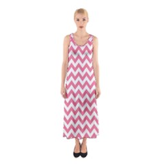 Pink And White Zigzag Full Print Maxi Dress by Zandiepants
