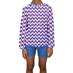 Purple And White Zigzag Pattern Kid s Long Sleeve Swimwear by Zandiepants