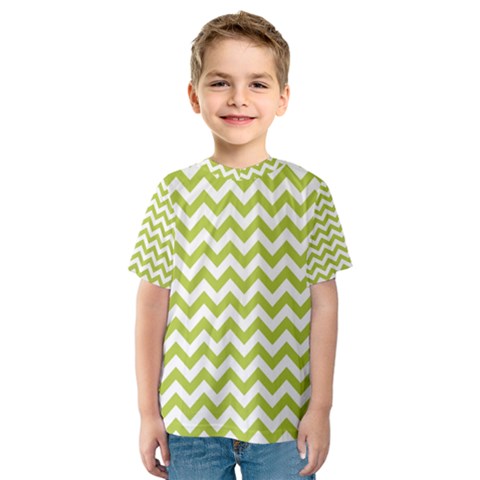 Spring Green And White Zigzag Pattern Kid s Sport Mesh Tee by Zandiepants