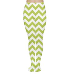 Spring Green And White Zigzag Pattern Women s Tights by Zandiepants