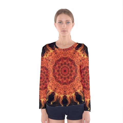 Flaming Sun Women s Long Sleeve Tee by Zandiepants