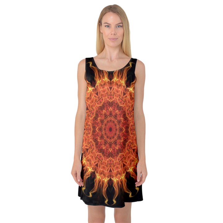 Flaming Sun Sleeveless Satin Nightdress