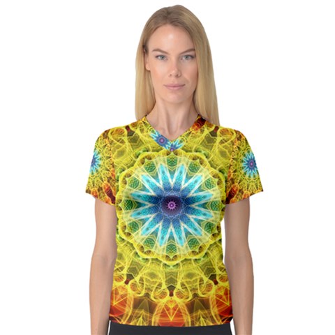 Flower Bouquet Women s V-neck Sport Mesh Tee by Zandiepants