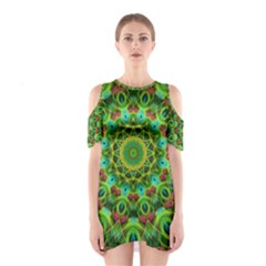 Peacock Feathers Mandala Cutout Shoulder Dress by Zandiepants