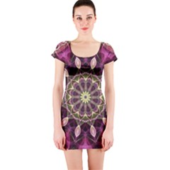 Purple Flower Short Sleeve Bodycon Dress by Zandiepants