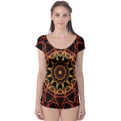 Yellow And Red Mandala Boyleg Leotard (ladies) by Zandiepants