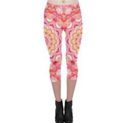 Yellow Pink Romance Capri Leggings  by Zandiepants