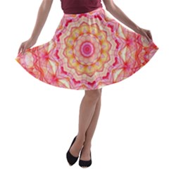 Yellow Pink Romance A-line Skater Skirt by Zandiepants