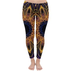 Yellow Purple Lotus Mandala Winter Leggings  by Zandiepants