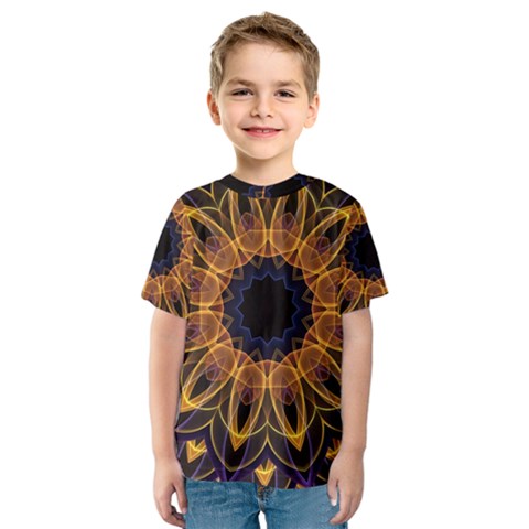 Yellow Purple Lotus Mandala Kid s Sport Mesh Tee by Zandiepants