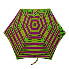 Bright Green Pink Geometric Mini Folding Umbrellas