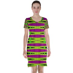 Bright Green Pink Geometric Short Sleeve Nightdress