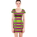 Bright Green Pink Geometric Short Sleeve Bodycon Dress View1