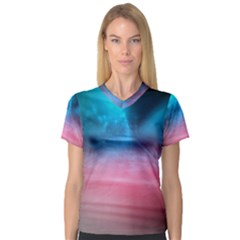 Aura By Bighop Collection Women s V-neck Sport Mesh Tee