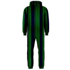 Dark Blue Green Striped Pattern Hooded Jumpsuit (men)  by BrightVibesDesign