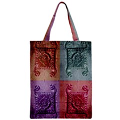 Vintage Flower Squares Zipper Classic Tote Bag by BrightVibesDesign