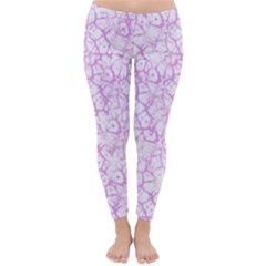 Officially Sexy Light Pink & White Cracked Pattern Winter Leggings  by OfficiallySexy