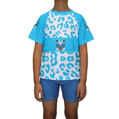 Wild Turquoise Kid s Short Sleeve Swimwear