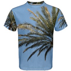 Tropical Palm Tree  Men s Cotton Tee by BrightVibesDesign