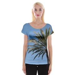 Tropical Palm Tree  Women s Cap Sleeve Top by BrightVibesDesign