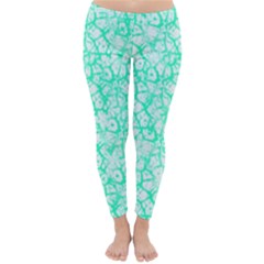Officially Sexy Sea Green & White Cracked Pattern Winter Leggings  by OfficiallySexy