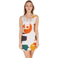 Shapes In Retro Colors On A White Background Bodycon Dress by LalyLauraFLM