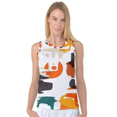 Shapes In Retro Colors On A White Background Women s Basketball Tank Top by LalyLauraFLM