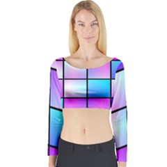 Gradient squares pattern  Long Sleeve Crop Top