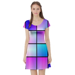 Gradient squares pattern  Short Sleeve Skater Dress