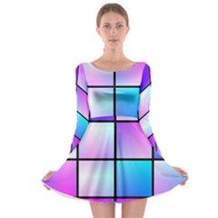 Gradient squares pattern  Long Sleeve Skater Dress