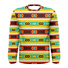 Rhombus Stripes And Other Shapes Men Long Sleeve T-shirt by LalyLauraFLM