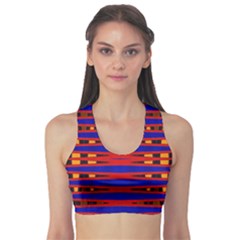 Bright Blue Red Yellow Mod Abstract Sports Bra