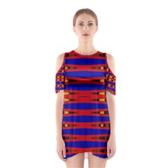 Bright Blue Red Yellow Mod Abstract Cutout Shoulder Dress