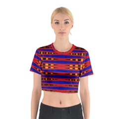 Bright Blue Red Yellow Mod Abstract Cotton Crop Top