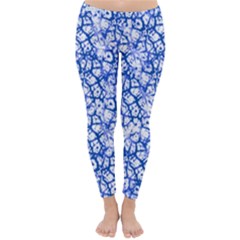 Officially Sexy Blue & White Cracked Pattern Winter Leggings  by OfficiallySexy