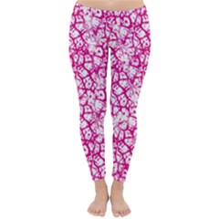 Officially Sexy Pink & White Cracked Pattern Winter Leggings  by OfficiallySexy