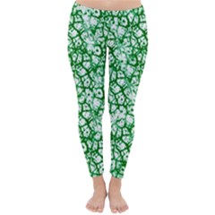 Officially Sexy Green & White Cracked Pattern Winter Leggings  by OfficiallySexy