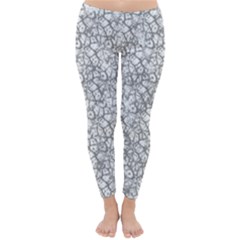 Officially Sexy Grey & White Cracked Pattern Winter Leggings  by OfficiallySexy