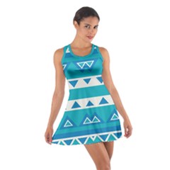 Blue triangles and stripes  Cotton Racerback Dress