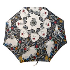 Flower Woman Folding Umbrella 