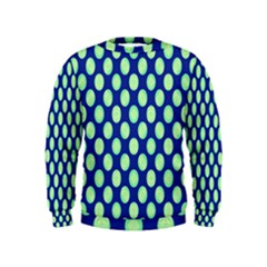 Mod Retro Green Circles On Blue Kids  Sweatshirt