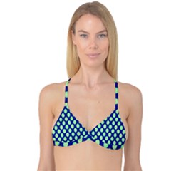 Mod Retro Green Circles On Blue Reversible Tri Bikini Top by BrightVibesDesign