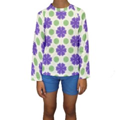 Purple Flowers Pattern         Kid s Long Sleeve Swimwear by LalyLauraFLM