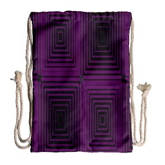 Purple Black Rectangles         Large Drawstring Bag by LalyLauraFLM