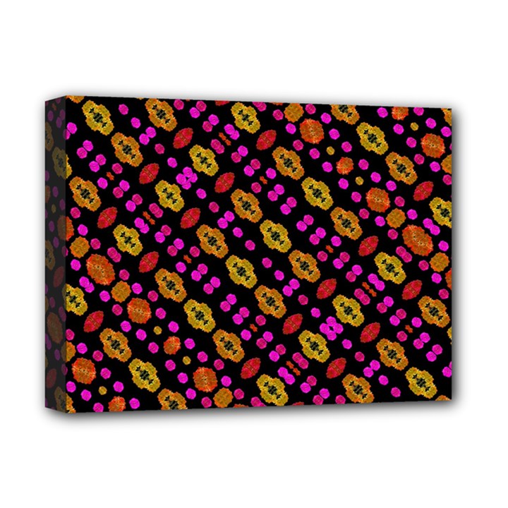 Stylized Floral Stripes Collage Pattern Deluxe Canvas 16  x 12  