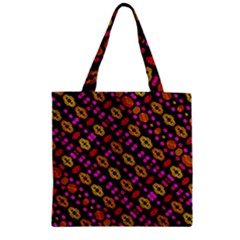 Stylized Floral Stripes Collage Pattern Zipper Grocery Tote Bag by dflcprints