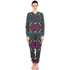 Squares And Circles Pattern Onepiece Jumpsuit (ladies) by LalyLauraFLM