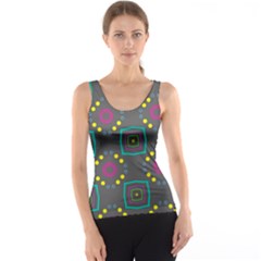 Squares And Circles Pattern Tank Top by LalyLauraFLM