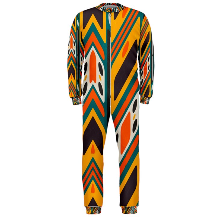Distorted shapes in retro colors   OnePiece Jumpsuit (Men)