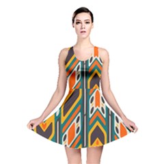 Distorted Shapes In Retro Colors   Reversible Skater Dress by LalyLauraFLM